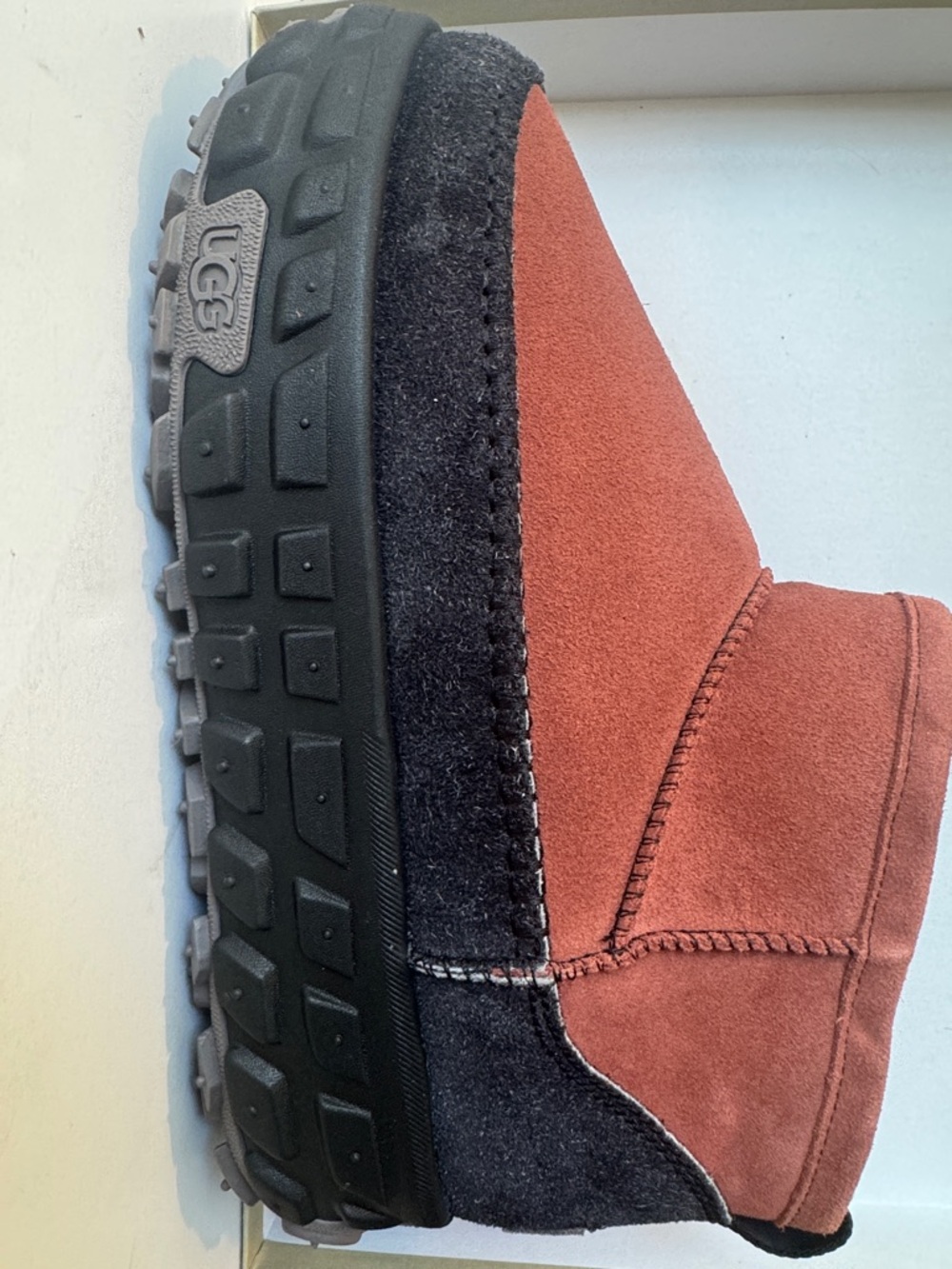 UGG Men's Rust Suede and Black Trim Casual Ankle Boot